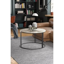 Quattro Home Efes Beyaz Mermer Desenli Yuvarlak Orta Sehpa 70 cm