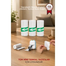 Torima Yapışkanlı Beyaz 1paket (3ADET) Termal Rulo Kağıt Etiket Sticker Tüm Mini Makinalara Uyumlu