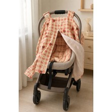 Ponchik Babies Ponchik % 100 Pamuk Iki Katlı Müslin Puset Örtüsü ve Boncuk Silikon Dolgulu Minderi Gots Sertifikalı 100 x 90 cm