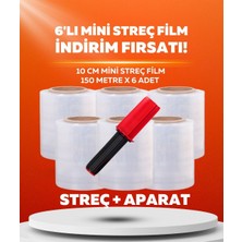 Dalpak Ambalaj Mini Streç Film ( Fide, Şişe Vb Uygulamalar Için Ideal ) 17 Mikron 10 cm 150 Metre x 6 Adet Streç + Aparat