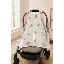 Ponchik Babies Ponchik %100 Pamuk Fermuarlı Puset Örtüsü Bebek Arabası Örtüsü Rüzgarlık ve Güneşlik 100 x 90 cm Yenidoğan Anne Bebek Ürünleri