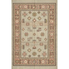 Rugzella Mousear Soluk Adaçayı Pudra Antrasit Boho Etnik Motifli Desen Yıkanabilir Halı
