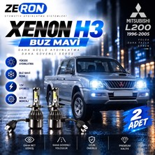 OtoÇizgi Mitsubishi L200 Xenon H3 Buz Mavi LED Far Ampulü 12V 2 Adet Yüksek Aydınlatma Kolay Montaj