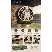 Pongee Futbol Temalı Isme Özel Ahşap Duvar ve Kapı Süsü - Lazer Kesim 3D Katmanlı Oda Levhası & Doğum Hediyesi 38X33 cm