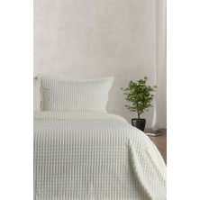 Merinos Line Ekru 3 Parça Desenli Battaniye Seti 220 x 240 cm Yumuşak Doku ve 3300 gr Ağırlık
