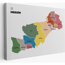 Cepahir Mersin Ili ve Ilçeler Haritası  Dekoratif Kanvas Tablo 1419