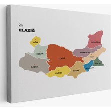 Cepahir Elazığ  Ili ve Ilçeler Haritası  Dekoratif Kanvas Tablo 1331