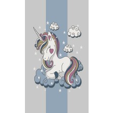 Atlas Halı Kids Mavi Gri Yıldız Yağmuru Unicorn Çocuk Odası Halısı - 0025A