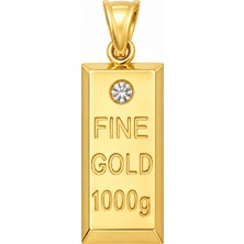 Fabrando 14 Ayar Külçe Model Altın Kolye Ucu Taşlı Ffnt-03 Fine Gold