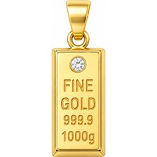 Fabrando 14 Ayar Külçe Model Altın Kolye Ucu Taşlı Ffnt-01 Fine Gold