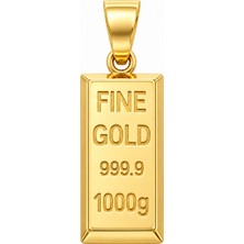 Fabrando 14 Ayar Külçe Model Altın Kolye Ucu Taşsız Ffn-02 Fine Gold
