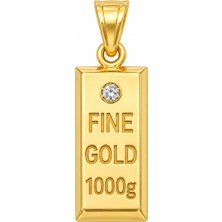 Fabrando 14 Ayar Külçe Model Altın Kolye Ucu Taşlı Ffnt-02 Fine Gold