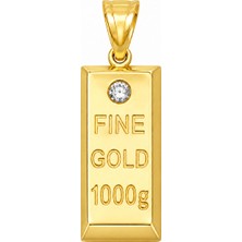 Fabrando 14 Ayar Külçe Model Altın Kolye Ucu Taşlı Ffnt-04 Fine Gold