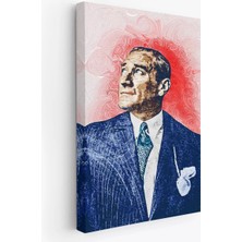 Cepahir Mustafa Kemal Atatürk'ün Yağlıboya Görünümlü Portre Çizimi Dekoratif Kanvas Tablo-Dd-81