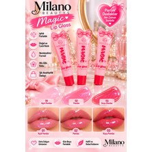 Milano Beautys Magic Simli Dudak Parlatıcısı – Fiyonk ve Inci Anahtarlık Detaylı Lip Gloss