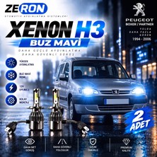 OtoÇizgi Peugeot Boxer / Partner  Xenon H3 Buz Mavi LED Far Ampulü 12V 2 Adet Yüksek Aydınlatma Kolay Montaj
