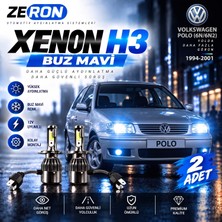 OtoÇizgi Polo  Xenon H3 Buz Mavi LED Far Ampulü 12V 2 Adet Yüksek Aydınlatma Kolay Montaj