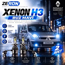 OtoÇizgi Renault Kangoo Xenon H3 Buz Mavi LED Far Ampulü 12V 2 Adet Yüksek Aydınlatma Kolay Montaj