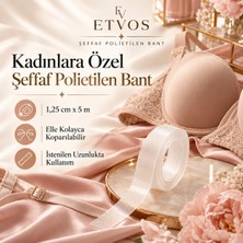 Etvos Kadınlar Için Şeffaf Çift Taraflı Giyim Bandı 1,25 cm x 5 M – Sütyen, Elbise ve Askı Sabitleme Bandı