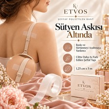 Etvos Kadınlar Için Şeffaf Çift Taraflı Giyim Bandı 1,25 cm x 5 M – Sütyen, Elbise ve Askı Sabitleme Bandı