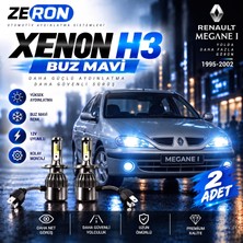OtoÇizgi Renault Megane  Xenon H3 Buz Mavi LED Far Ampulü 12V 2 Adet Yüksek Aydınlatma Kolay Montaj