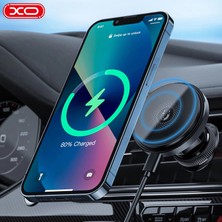 Xo Magsafe Uyumlu 15W Hızlı Kablosuz Şarjlı Kancalı Mekanizma Araç Telefon Tutucu