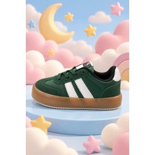Tonny Black Çocuk Unisex Yeşil Beyaz Microlight Taban Rahat Bağcıklı Sneaker