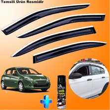 Friemats Renault Clio3 Hb Cam Rüzgarlığı Abs Nikelajlı Krom Mügen Cam Rüzgarlığı 2006-2012 Arası + Ebrayn 500 ml Lastik Parlatıcı