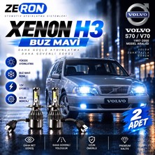 OtoÇizgi Volvo S70 / V70  Xenon H3 Buz Mavi LED Far Ampulü 12V 2 Adet Yüksek Aydınlatma Kolay Montaj