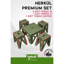 Beksit BEKSİT OUTDOOR Herkül Katlanır Kamp Masa-Tabure Takımı Reflektörlü (Çantalı-Bej)