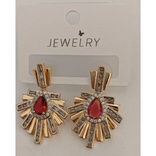 Ases Store Kırmızı Taşlı Küpe