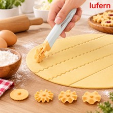 Lufern Pratik 4 Başlıklı Hamur Kesici Kurabiye Börek Makarna Pasta Çeşitli Desenler Ergonomik Yaratıcılık