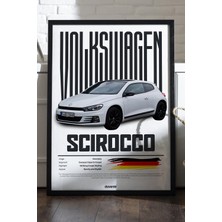 Duvarda Volkswagen Scirocco Siyah Ahşap Çerçeveli Poster, Dekoratif Araba Duvar Tablosu