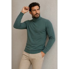 Beyome Erkek %100 Pamuk Yarım Balıkçı Yaka Kazak Uzun Kollu Rahat Kesim Basic Triko Kazak