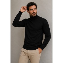 Beyome Erkek %100 Pamuk Yarım Balıkçı Yaka Kazak Uzun Kollu Rahat Kesim Basic Triko Kazak