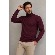 Beyome Erkek %100 Pamuk Yarım Balıkçı Yaka Kazak Uzun Kollu Rahat Kesim Basic Triko Kazak