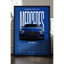 Duvarda Mercedes Gt 63S Siyah Ahşap Çerçeveli Poster, Dekoratif Araba Duvar Tablosu