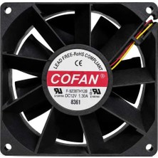 Cofan F-9238TH12B 12VOLT 92X92X38MM Soğutma Fanı 3 Kablolu