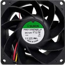 Sunon PMD1208PMB1-A 12VOLT 80X80X38MM Soğutma Fanı 3 Kablolu