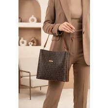 Just Polo Kadın Kahve-Taba Baskı Desenli El ve Omuz ÇANTASI-BD2117BD