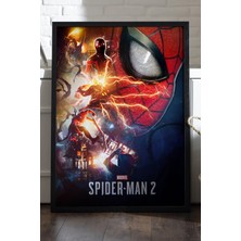 Duvarda Spider-Man 2 Siyah Ahşap Çerçeveli Poster, Dekoratif Oyun Duvar Tablosu