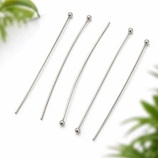 50 Adet 50 mm Top Başlı Takı Çivisi Nikel Kaplama Pirinç Boncuk Çivisi 0.50 mm