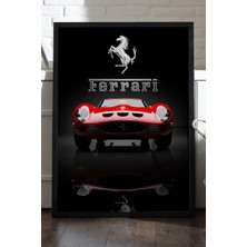 Duvarda Ferrari 250 Gto Siyah Ahşap Çerçeveli Poster, Dekoratif Araba Duvar Tablosu