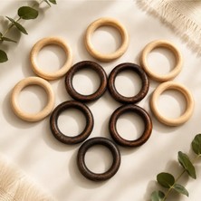 60 mm Ahşap Halka (10 Adet) Diş Kaşıma Amigurumi Makrome Halka Çanta Takı Aksesuarı Vernikli Cilalı