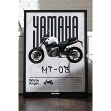 Yamaha Mt-03 Siyah Ahşap Çerçeveli Poster, Dekoratif Motosiklet Duvar Tablosu