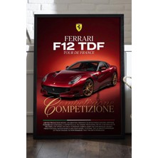 Duvarda Ferrari F12 Tdf Siyah Ahşap Çerçeveli Poster, Dekoratif Araba Duvar Tablosu