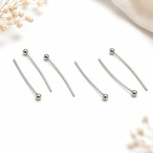 50 Adet 20 mm Top Başlı Takı Çivisi Nikel Kaplama Pirinç Boncuk Çivisi 0.50 mm