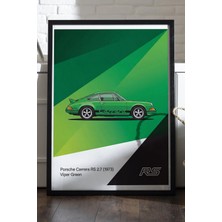 Porsche Rs Siyah Ahşap Çerçeveli Poster, Dekoratif Araba Duvar Tablosu