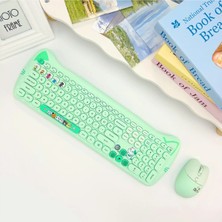 Geezer Cat Plus Kablosuz Klavye Mouse Seti 2.4g Kedi Tasarımlı 110 Tuş Sevimli Renkli Set