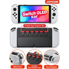 Crk Tech Switch OLED Uyumlu Kristal Mica Kılıf 6 Oyun Kartı Yuvalı Şeffaf Koruyucu Kılıf